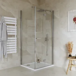 Box doccia 80x90 cm a soffietto vetro anticalcare trasparente profilo cromo 195h - Flexy